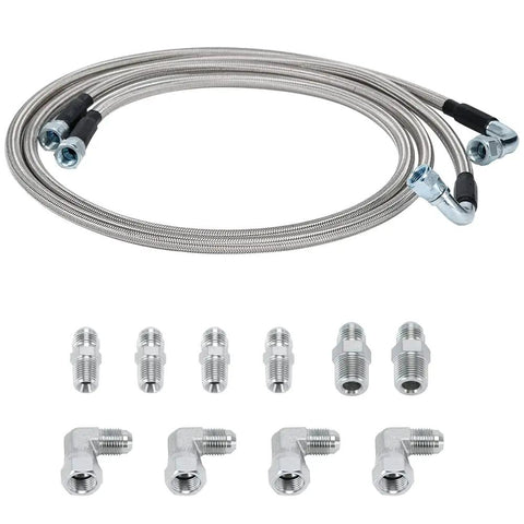 Killer 6AN Transmission Cooler Hose Kit 52 Inch Stainless Steel Braided PTFE Oil Lines with various fittings.