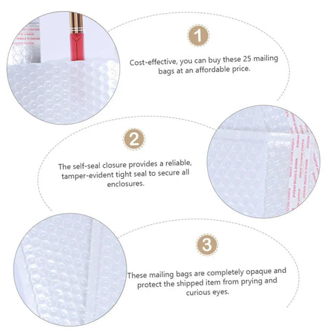 White Bubble Mailers 24x35cm Plus 5cm Padded Envelopes Shockproof Packaging Bags with self-seal closure and opaque design