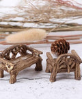 Set Of 2 Miniature Resin Garden Benches For Fairy Village Dollhouse Decor, Totally Cute Fairy Garden Furniture Ornaments on white surface