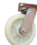 Heavy Duty Swivel Caster Wheels With Brakes For Furniture And Workbenches, galvanized bracket and nylon wheel close-up