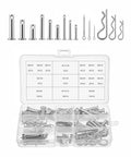 122 Piece Stainless Steel Cotter Pin And R Clip Set With 15 Cotter Pin Sizes And 9 R Clip Sizes, 304 stainless steel kit in plastic box