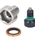 Fix That Stripped Oil Pan Threads Super Quick With This Piggyback Drain Plug Self Tapping M12x1.5 Stainless Steel Repair Kit Including Screw Drill And Wrench For Your Car; plug, screw, washer