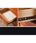 Wood drawer of a Totally Solid Rustic Brown Nightstand Fits Every Room Layout Stackable Side Table With Front Storage Drawer.