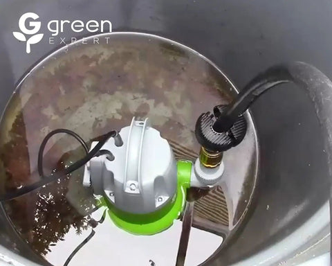 Zero Puddle Headache Automatic Submersible Utility Pump With Smart Water Sensor in a tank removing water.