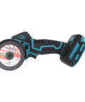 Kickass Compact Cordless Circular Saw Pumping Out Lightning Fast Cuts With A Heavy Duty Motor And Built In Dust Collector showing handle and cutting disc.