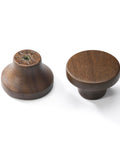 Modern Warm Walnut Wood Cabinet Knobs And Single Hole Drawer Pulls For Dressers Bedroom Furniture Upgrade Solid natural finish knobs.