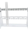 Clear Acrylic Test Tube Rack With 6 Holes For 16mm Tubes 10ml Tube Holder, showing single tube inserted, side view.