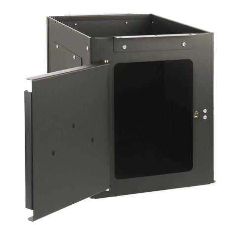 Killer Dual Intake Dust Box For Router Table Rig Equipped With Heavy Duty Dual Ports and Fast Shop Vac Hookup side view with door open