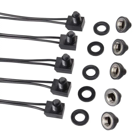 5 Pack 12V Push Button Switches Waterproof On Off Micro Light Toggle For Motorcycle Car Truck Boat Marine Black 6A Surface Mounting