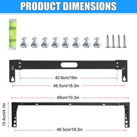 Product dimensions of Straight Up Heavy Duty 2U Hinged Wall Mount Patch Panel Bracket Vertical Rack for 19 Inch Server Racks.