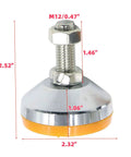 Heavy Duty M12x50 Leveling Feet Two Pack For Tables Workbenches Cabinets And Machines 2200 Lb Capacity 2.32 Inch Anti Slip Base Adjustable Swivel Glides Rubber Feet Levelers