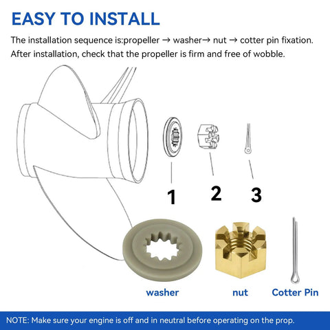 Outboard Prop Hub Nut Kit For Johnson Evinrude Motors, Pro Grade Upgrade With Nut Cotter Pin And Prop Spacer, Replaces OMC 175267 And Sierra 18-3716, Fits 40-140 HP Engines