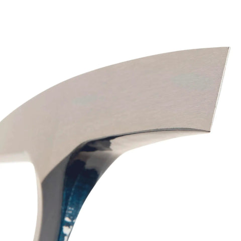 Close-up of the Workhorse Welding And Chipping Hammer With Forged Steel Construction And Shock Reduction Grip 14 Oz USA Made Slag Removal Tool For Welds And Metalworking Dual Sided Chisel And Precision Tip E3WC precision tip