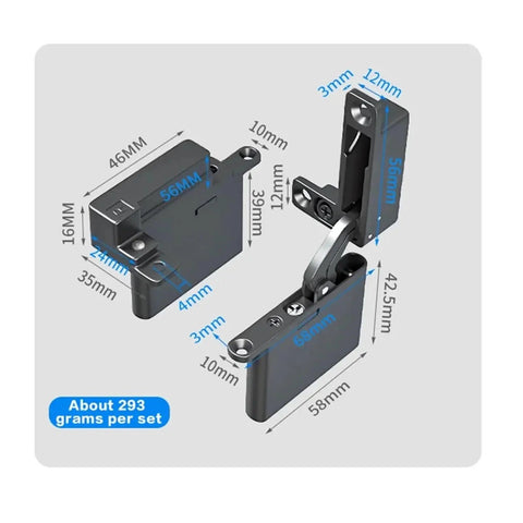 Technical diagram of 40Kg Cabinet Hydraulic Damping Hinge For Aluminum Frame Glass Doors Hidden Cabinet Door Hinge With Soft Close