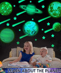Children enjoying Glow In The Dark Planets Wall Decals Kit With 195 Plus Pieces For Ceiling Decor And Kids Room Transformation