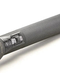 450 Lumen Full Size Rechargeable LED Flashlight With Strobe IPX4 Water Resistant Beefy Rugged Build Serialized For Positive Identification No Charger Included Black, side angle view
