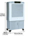 Portable Air Conditioner Evaporative Air Cooler With Oversized Water Tank And Reliable Remote Control Delivers No Sweat Cooling Power For Smooth Rolling Bedroom Garage Vibes, 133cm tall, 75cm wide.