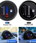 Universal 52mm Fuel Level Gauge With 2 Inch LED Display, 12V And 24V Ready, Compatible With 0 To 190 Ohm, 98 To 8 Ohm, 565 To 33 Ohm, Or 0 To 90 Ohm Senders, Anti Vibration Needle For Stable, Accurate Fuel Readings Across Cars And Rigs; round dashboard gauge