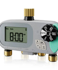 No Fuss All In One Sprinkler Timer For Garden Hose With Child Lock Programmable Brass Digital Water Timer 4 Zone front view