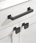 5 inch matte black cabinet handle 10 pack, modern design on white kitchen drawer, 128mm, durable metal cupboard hardware with mounting screws