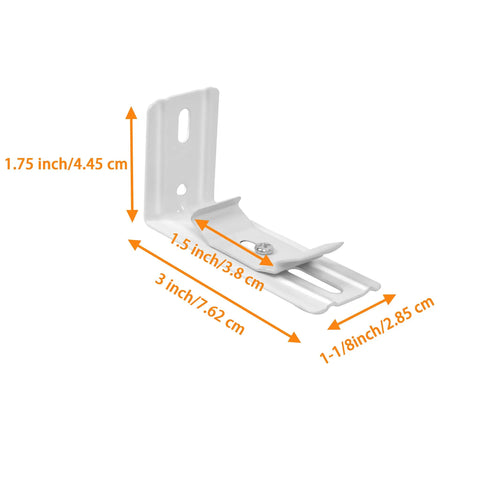 Six Pack Vertical Blind L Brackets With Clips, 3 Inch Length, Outside Mount For One And A Half Inch Headrail Width Blinds