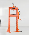 Hustle With This Bad Boy: Vevor 20 Ton Hydraulic Shop Press, Heavy Duty H-Frame Garage Tool for Precision Bending And Stamping, orange frame.