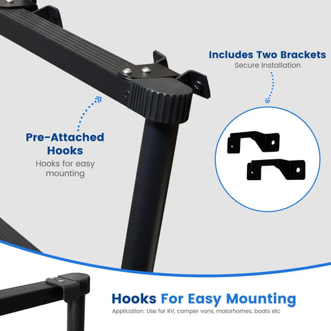 Telescoping RV Bunk Ladder 60 Inch Heavy Duty Aluminum Extension Lightweight Portable Adjustable Foldable For Bunk Beds Campers Travel Trailers Loft Dorm No Fuss Home Space Saving Sturdy Steps, hooks and brackets