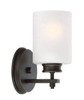 Phoebe 8 Inch Modern Wall Sconce With Frosted Seeded Glass Cylinder Shade For A Dope Industrial Look In Oil Rubbed Bronze Finish