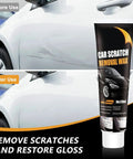 Vehicle Scratch Remover Kit 2025 Upgrade With Wipe Sponge And Polishing Wax For Deep Scratches Fast Car Repair And Showroom Shine Finish Great For All Vehicle Finishes And Easy DIY Buff For Your Ride tube in front of before and after car scratch repair images.