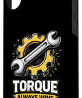 Rugged Wrench Gear Power Graphic Case For IPhone 16 Plus Built For Auto Techs And Weekend Wrenchers Durable Protective Phone Cover With Bold Gear Emblem Dyno Ready