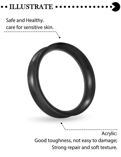 38mm Black Silicone Ear Gauges Tunnels Plugs Kit Soft Flexible Rubber Double Flared Saddle Retainer For Piercing Jewelry