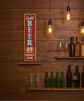 Rustic Cold Beer Served Here Metal Wall Sign Retro Vertical Tin Decor, 15.7x3.9 inches, ideal for game room or porch.