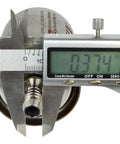 Measurement of Inline Magnetic Transmission And Power Steering Filter 3/8 Inlet And Outlet 10 Mm Dual Filtration For Ferrous And Non Ferrous Metal Particles Universal Fit For Trucks And Cars Heavy Duty Metal Housing 10 Mm with caliper gauge