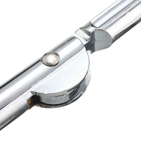 Close-up of Beefy Lift Up Lid Support Door Stay Piston Hinge For Cabinets And Cupboards with thick steel base.