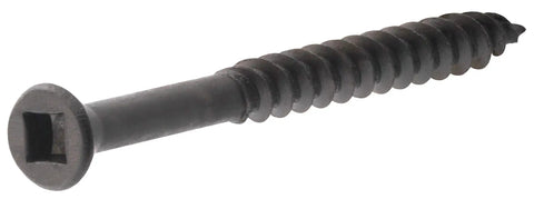 Slick Black Phosphate Trim Screw, #6 x 2-1/4 inch, carbon steel, flat head, ideal for deck and cabinet installations.