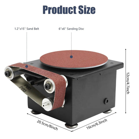 Heavy Duty 6 Inch Mini Disc Sander And Bench Belt Sander Combo, 7 Speed Adjustable Tabletop Grinder with 6'' sanding disc and 1.2''x15'' sand belt.