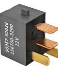 12V DC 30A 4 Pin Automotive Relay Pack Of 2 For Toyota Vehicles 1997 And Up Direct Replacement With OEM-Quality Performance, Reliable Power Switch For Engine Bay, Plug And Play 12V Relay Fit, close-up of 4-pin relay with copper terminals