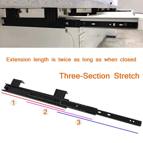 Badass Heavy Duty Keyboard Tray Guides With Ball Bearing Slides Three Fold Extensions Built To Last Thick Steel Rust Resistant Black Finish Smooth Desk Glides 10 Or 12 Inch Lengths 35 Or 60mm Lugs Easy Assembly For Pros Seeking Top Gear installed under desk