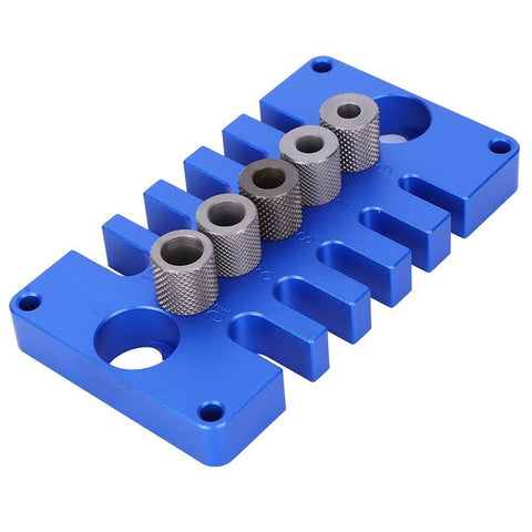 3 In 1 Woodworking Drill Guide And Punch Positioner With Pro Grade Precision Aluminum Alloy Dowel Jig For Cabinet Making And Furniture Assembly Blue 125mm X 70mm X 30mm