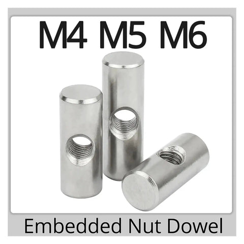 Heavy Duty 304 Stainless Steel Barrel Nut Set For Wood Furniture M4 M5 M6, three slotted nuts displayed in arrangement