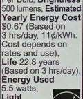Lighting facts for Dimmable LED PAR20 Flood Bulb with 40 Degree Beam for Indoor Use, 500 lumens, 5.5 watts, Energy Star rated
