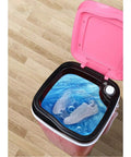 No Sweat Portable Compact Washing Machine Half Automatic Spin Washer With Built In Scrub Brush 4.5kg Load Size showing water inside.