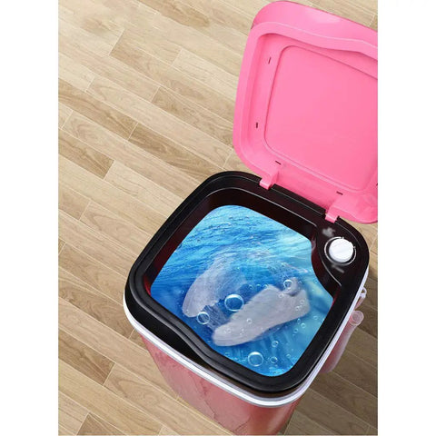 No Sweat Portable Compact Washing Machine Half Automatic Spin Washer With Built In Scrub Brush 4.5kg Load Size showing water inside.