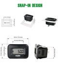 Digital OEM Maintenance Hour Meter Gauge For DC Power Systems From 5V To 60V Works With 12V 24V 36V 48V Gear And Rigs Tracks Total Running Hours Up To 99999H And Delivers A Handy 50H Maintenance Reminder. snap-in panel mount, 37.5x24.5 mm cutout