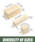 Whittling Wood Carving Blocks Set 24 Pieces In 3 Sizes For DIY Projects, labeled with dimensions and quantity for each size.