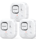 Water Leak Detector Alarm System For Home With 120dB Siren And Multi Probe Sensing IP66 Waterproof For Bathroom Kitchen Laundry Basement And More 3 Pack Battery Included, three white units with test button