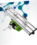 Rock Solid Mini Milling Machine Worktable With Slick Compound Drill Slide Table and Heavy Duty Multifunction Vise Fixture for Bench Drill X Y Axis Precision from overhead angle.
