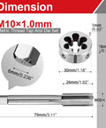 Dimensions of M10 X 1 0 Fine Pitch Tap And Die Set For Metalworking And Maintenance In Your Shop High Speed Steel Right Hand Threading Tools