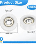 Ten Pack Nylon Guide Pulley Rollers With Ball Bearings Slick Action Built For 10mm Shafts 38mm Wheels And Knockout DIY Builds No Brainer Swap Any Weekend Project - product dimensions shown.