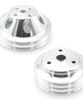 Upgrade Your SB Chevy Small Block With This Badass Long Water Pump And 3 Groove Crankshaft Pulley Kit Perfect For 265 283 305 327 350 383 And 400 Engines Durable Aluminum Build Gets You Ready To Run All Summer. aluminum Chevy pulley set